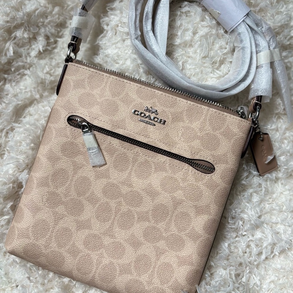 Coach Cream Crossbody Messenger Bag with Signature Monogram